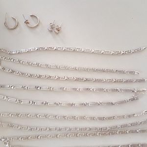 Greek Silver Jewelry...2 earring sets, 9 bracelets